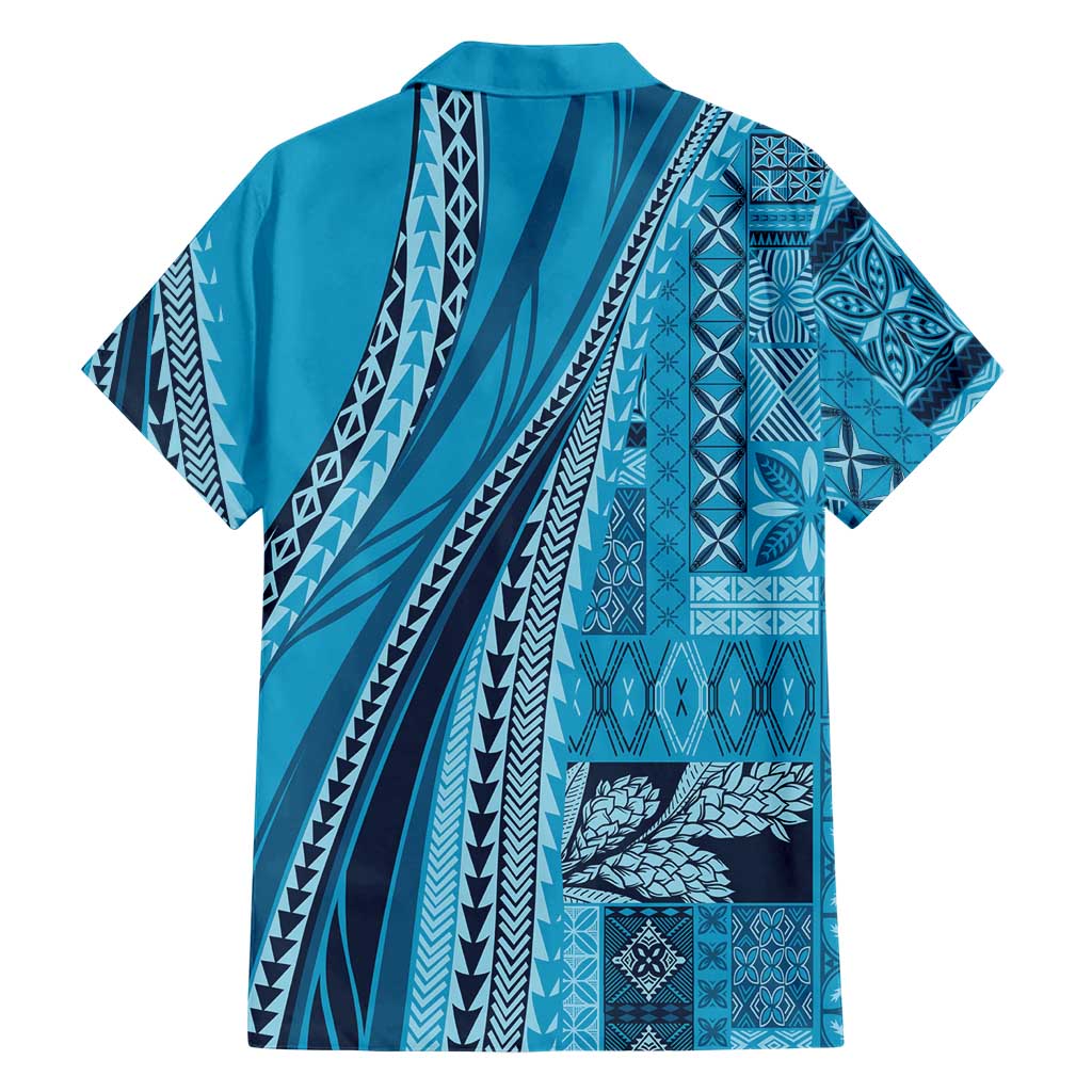 Pasifika Women's Day - Samoa Siapo Malu Tattoo Inspired Family Matching Summer Maxi Dress and Hawaiian Shirt Turquoise LT7 - Polynesian Pride