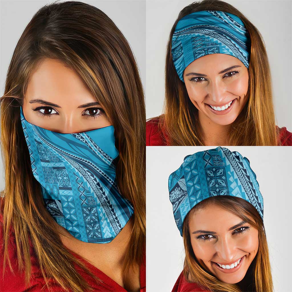 Pasifika Women's Day - Samoa Siapo Malu Tattoo Inspired Neck Gaiter Turquoise