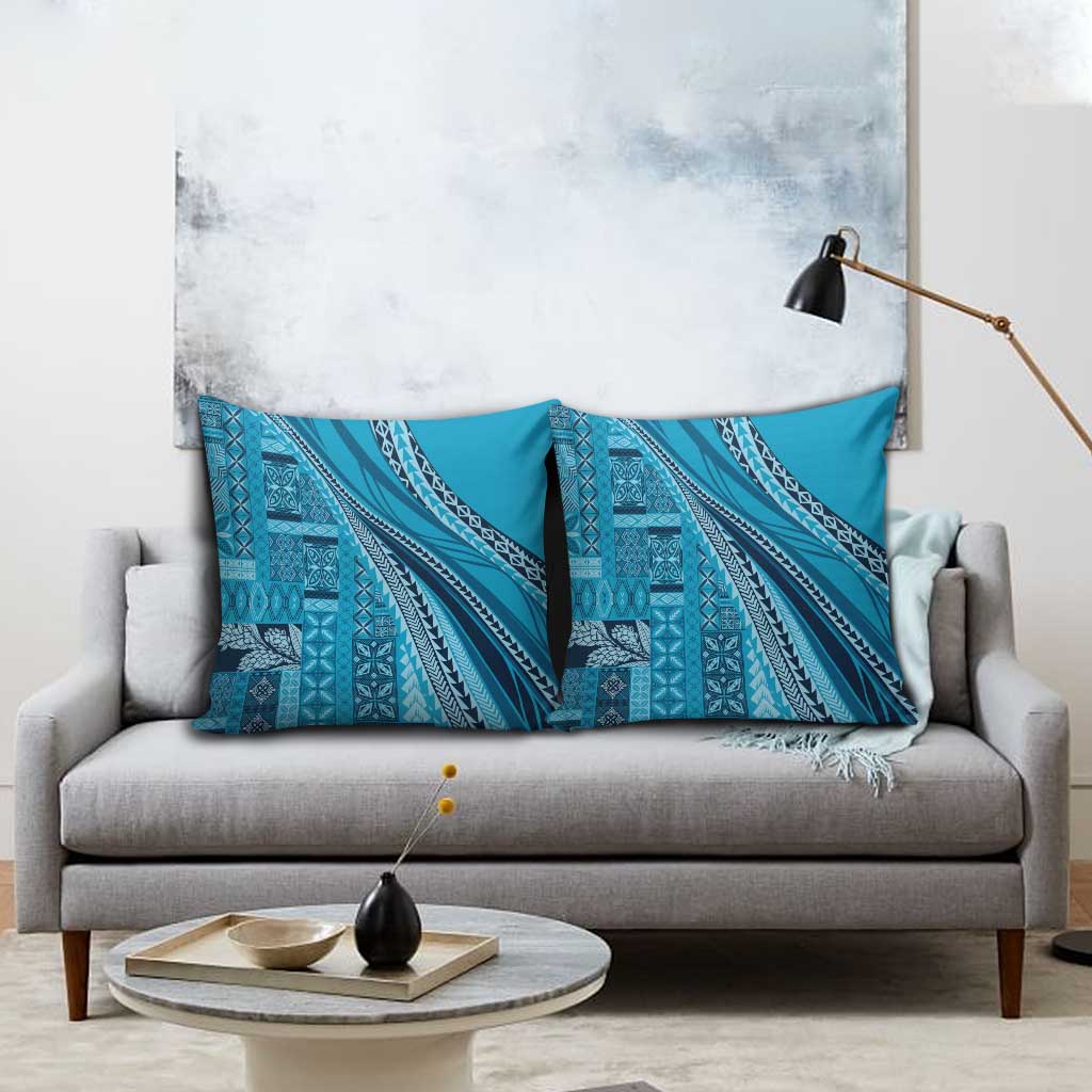 Pasifika Women's Day - Samoa Siapo Malu Tattoo Inspired Pillow Cover Turquoise