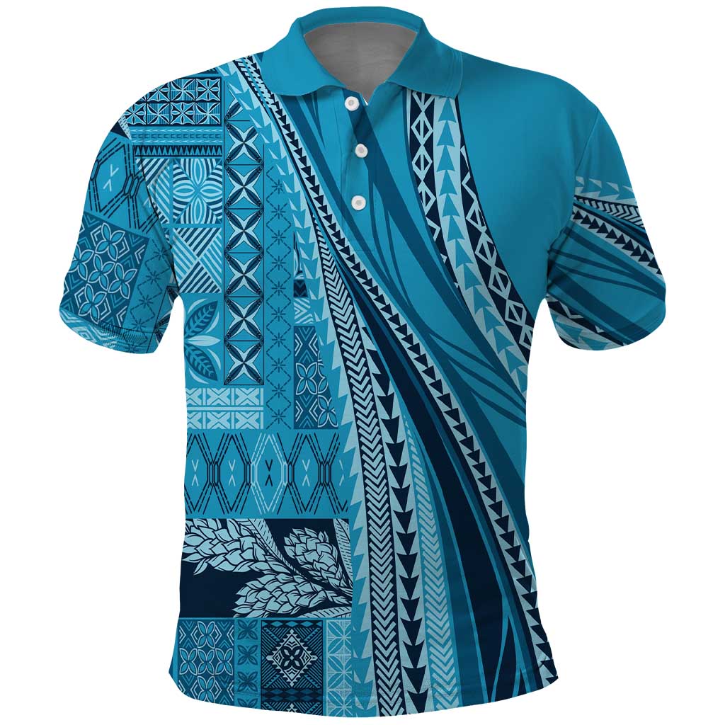 Pasifika Women's Day - Samoa Siapo Malu Tattoo Inspired Polo Shirt Turquoise