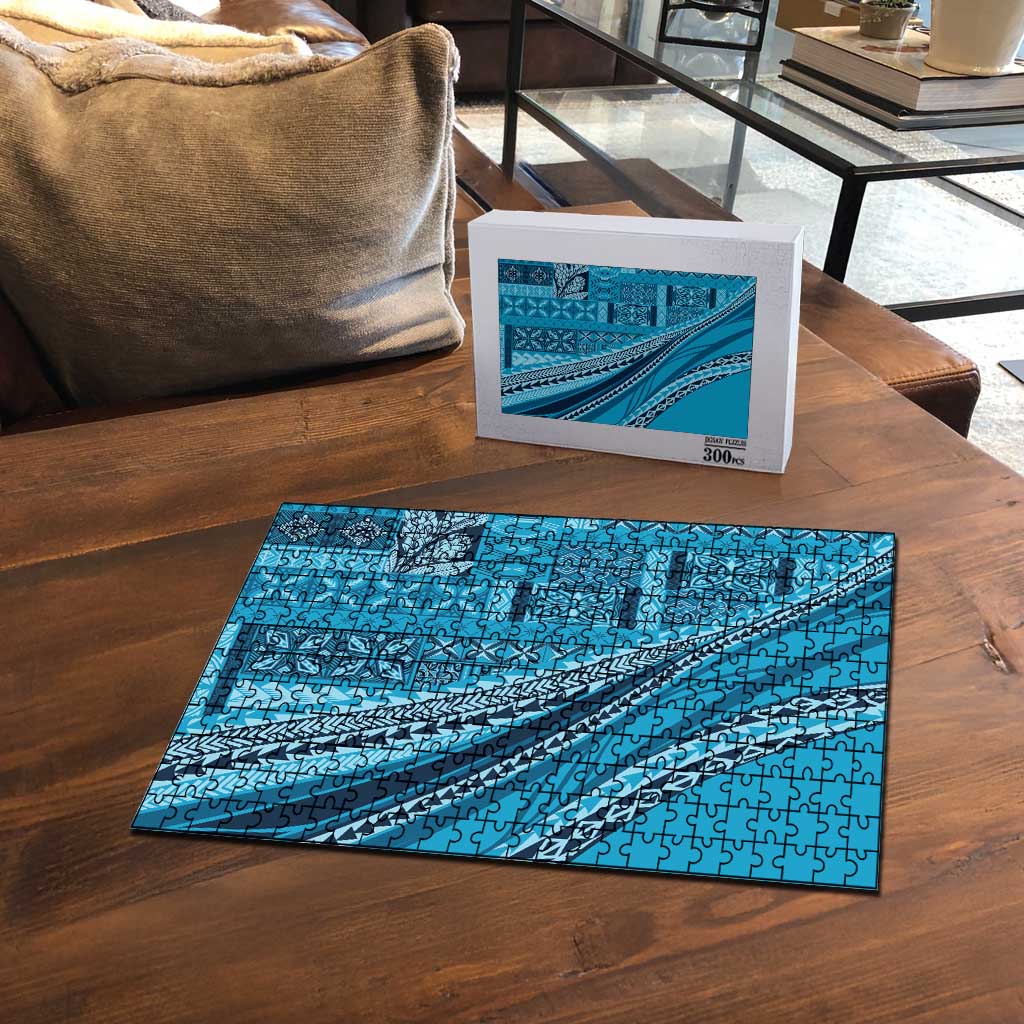 Pasifika Women's Day - Samoa Siapo Malu Tattoo Inspired Puzzle Turquoise