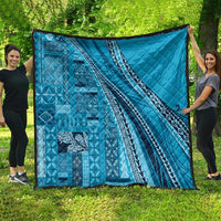 Pasifika Women's Day - Samoa Siapo Malu Tattoo Inspired Quilt Turquoise