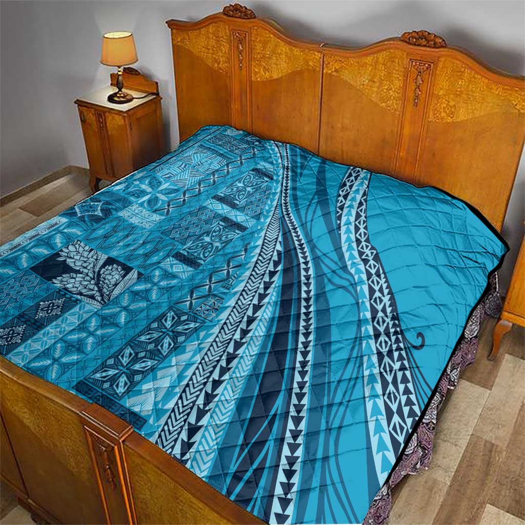 Pasifika Women's Day - Samoa Siapo Malu Tattoo Inspired Quilt Turquoise