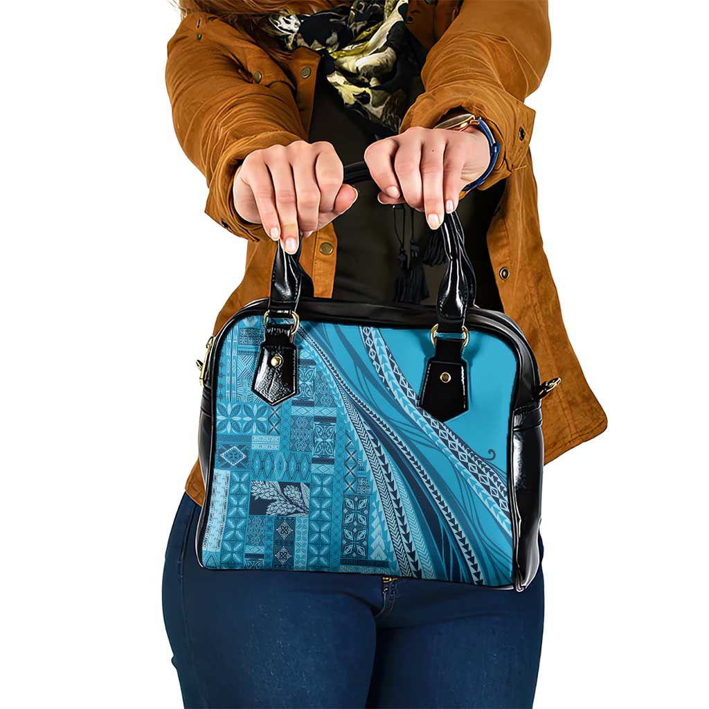 Pasifika Women's Day - Samoa Siapo Malu Tattoo Inspired Shoulder Handbag Turquoise