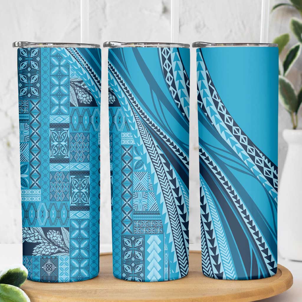 Pasifika Women's Day - Samoa Siapo Malu Tattoo Inspired Skinny Tumbler Turquoise