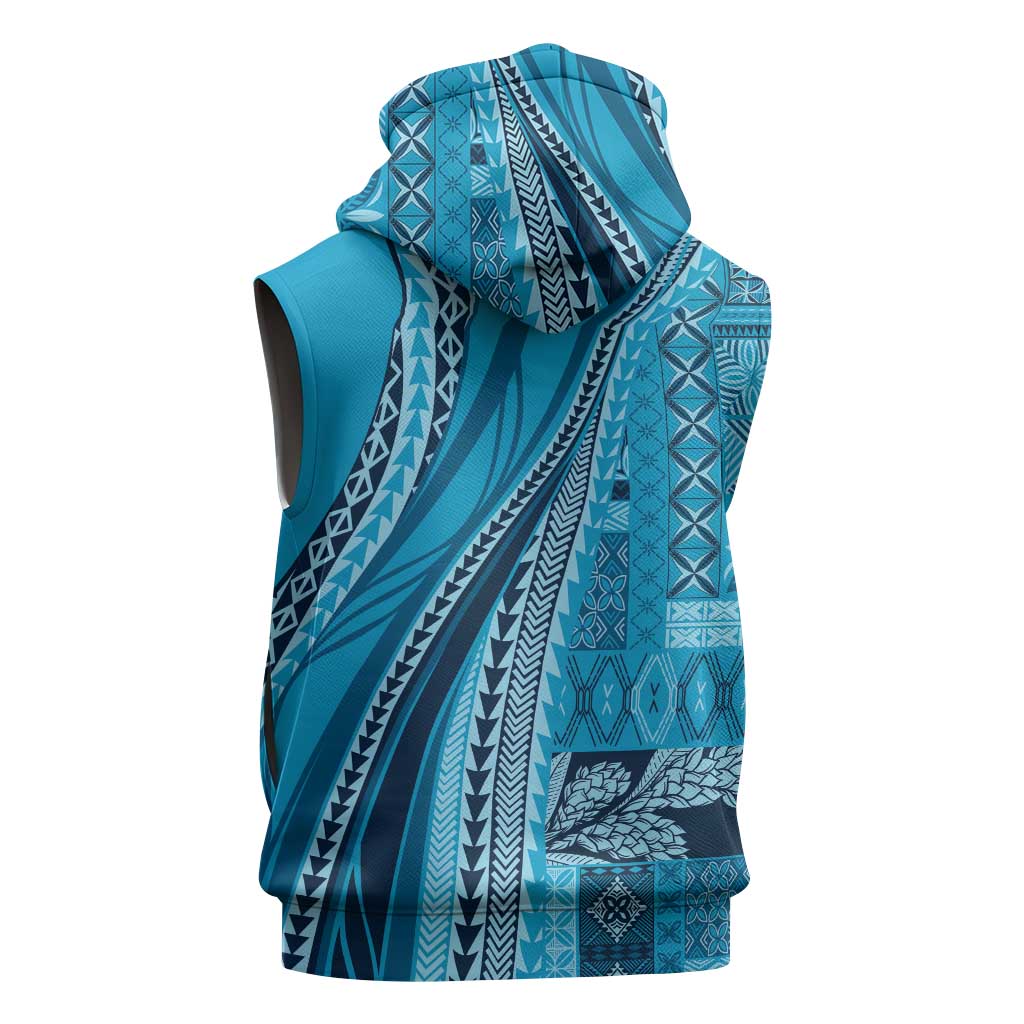Pasifika Women's Day - Samoa Siapo Malu Tattoo Inspired Sleeveless Hoodie Turquoise