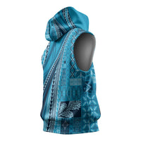 Pasifika Women's Day - Samoa Siapo Malu Tattoo Inspired Sleeveless Hoodie Turquoise