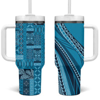 Pasifika Women's Day - Samoa Siapo Malu Tattoo Inspired Tumbler With Handle Turquoise