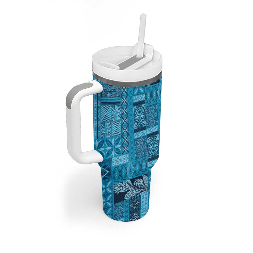 Pasifika Women's Day - Samoa Siapo Malu Tattoo Inspired Tumbler With Handle Turquoise