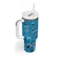 Pasifika Women's Day - Samoa Siapo Malu Tattoo Inspired Tumbler With Handle Turquoise