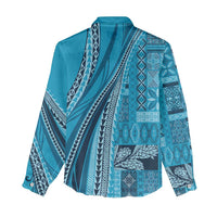 Pasifika Women's Day - Samoa Siapo Malu Tattoo Inspired Women Casual Shirt Turquoise