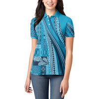 Pasifika Women's Day - Samoa Siapo Malu Tattoo Inspired Women Polo Shirt Turquoise