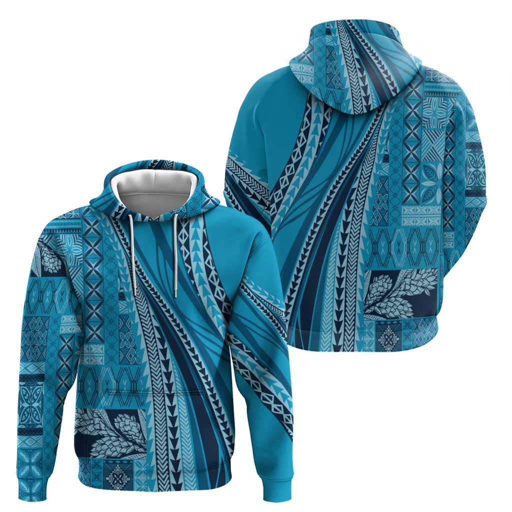 Pasifika Women's Day - Samoa Siapo Malu Tattoo Inspired Zip Hoodie Turquoise