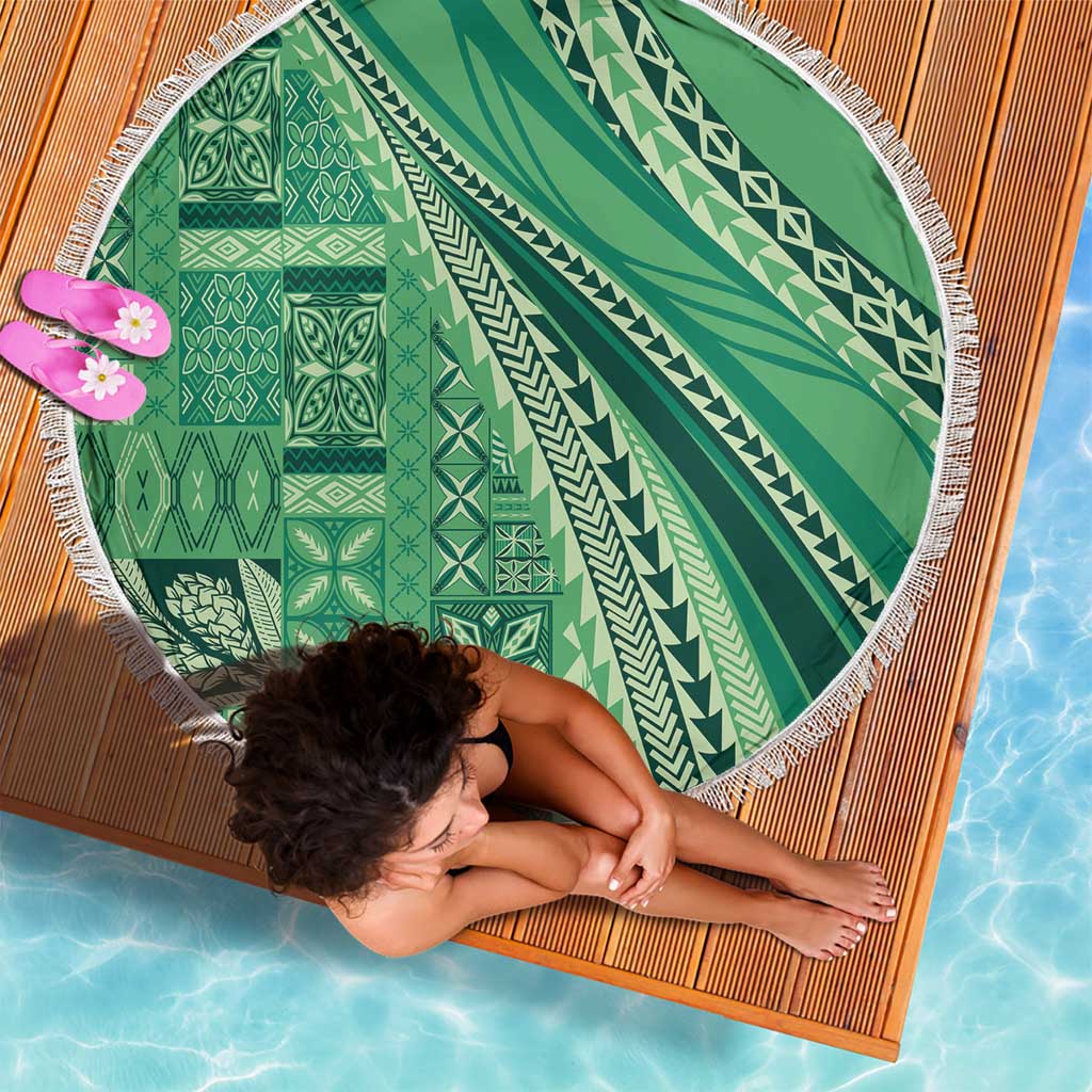 Pasifika Women's Day - Samoa Siapo Malu Tattoo Inspired Beach Blanket Jade