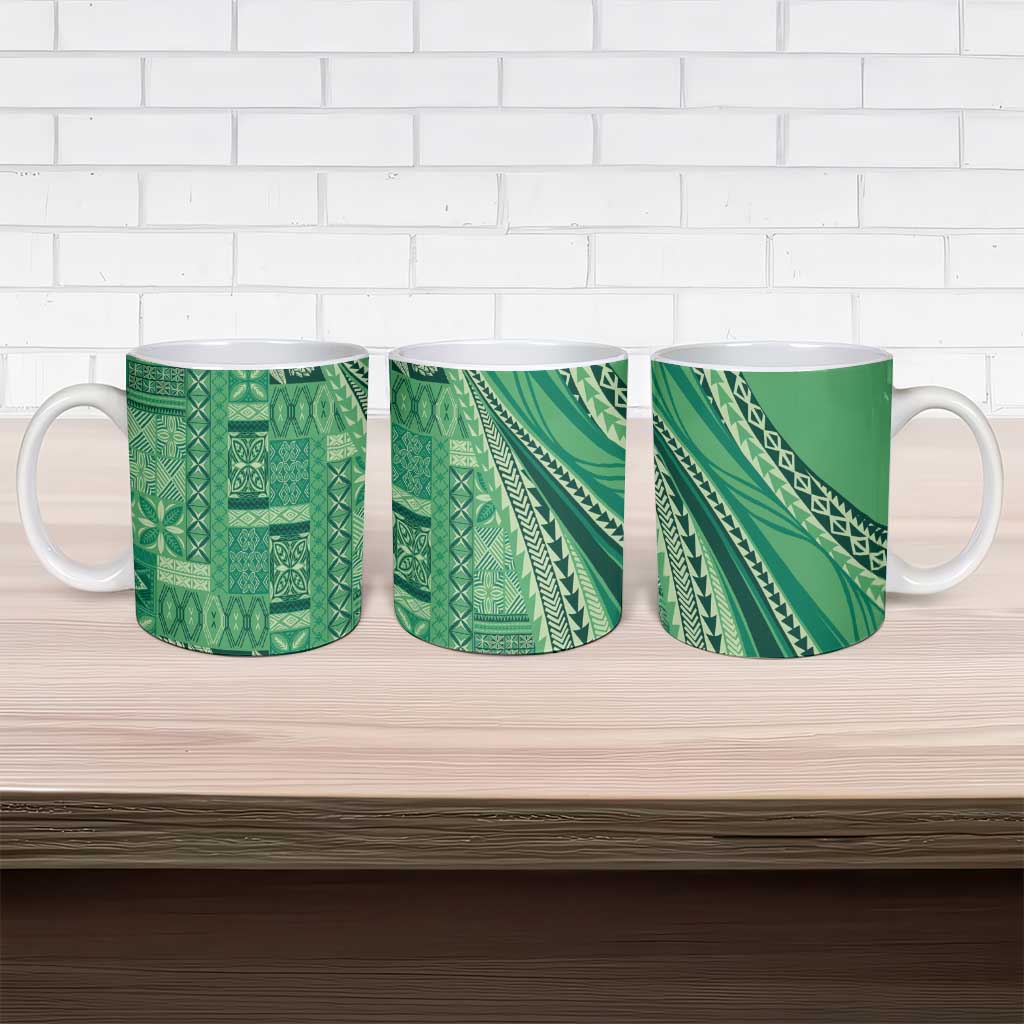 Pasifika Women's Day - Samoa Siapo Malu Tattoo Inspired Ceramic Mug Jade
