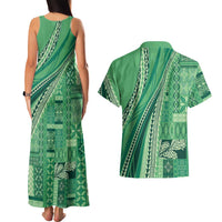 Pasifika Women's Day - Samoa Siapo Malu Tattoo Inspired Couples Matching Tank Maxi Dress and Hawaiian Shirt Jade