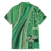 Pasifika Women's Day - Samoa Siapo Malu Tattoo Inspired Family Matching Off The Shoulder Long Sleeve Dress and Hawaiian Shirt Jade LT7 - Polynesian Pride