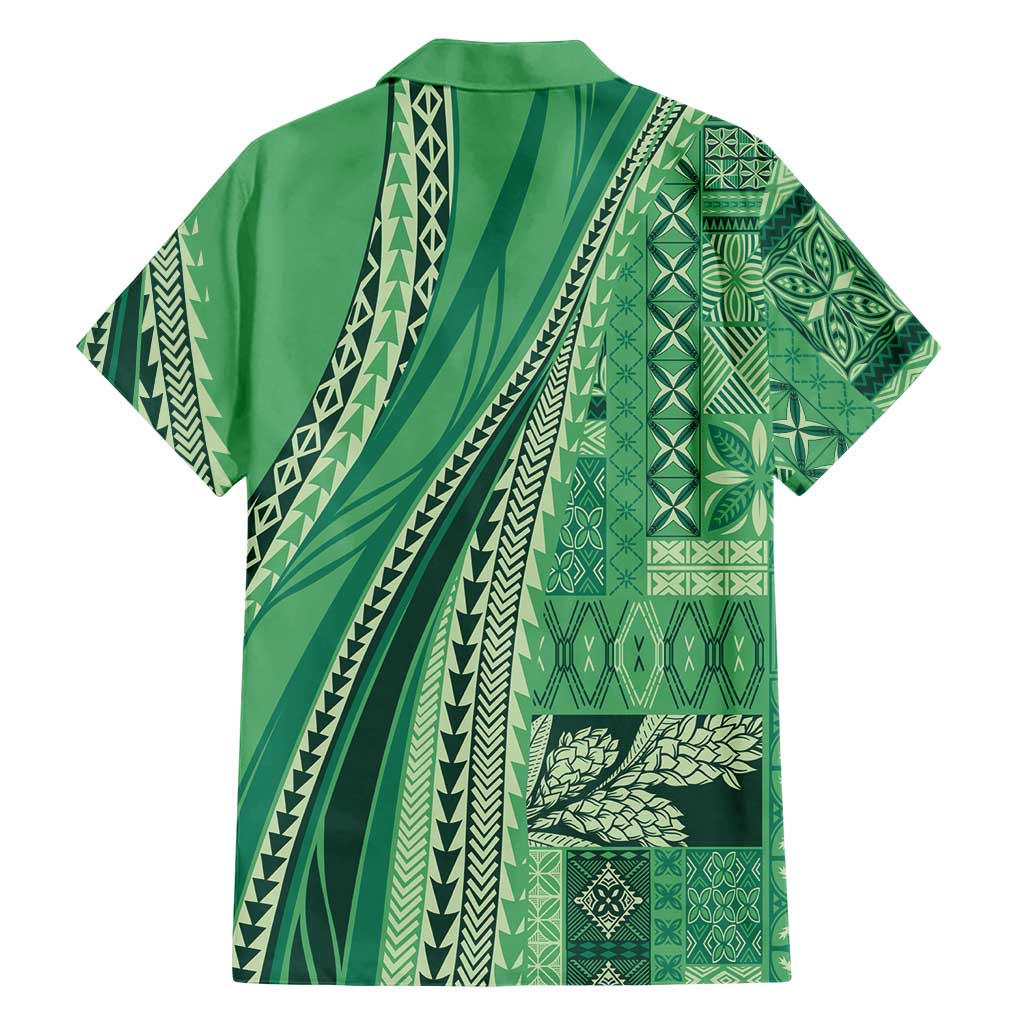 Pasifika Women's Day - Samoa Siapo Malu Tattoo Inspired Family Matching Off Shoulder Maxi Dress and Hawaiian Shirt Jade LT7 - Polynesian Pride
