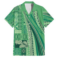 Pasifika Women's Day - Samoa Siapo Malu Tattoo Inspired Family Matching Off Shoulder Short Dress and Hawaiian Shirt Jade LT7 Dad's Shirt - Short Sleeve Jade - Polynesian Pride