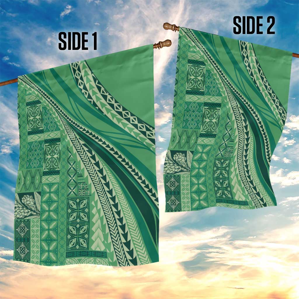 Pasifika Women's Day - Samoa Siapo Malu Tattoo Inspired Garden Flag Jade