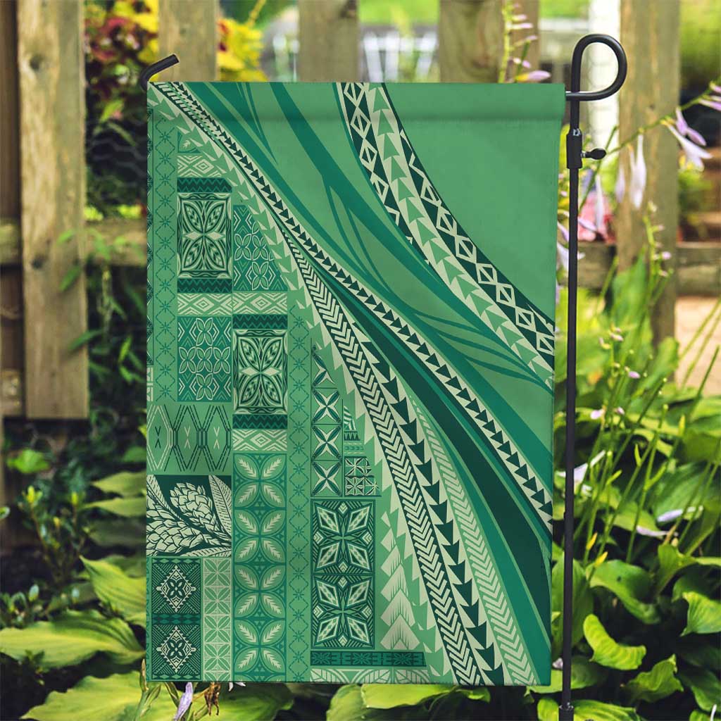 Pasifika Women's Day - Samoa Siapo Malu Tattoo Inspired Garden Flag Jade