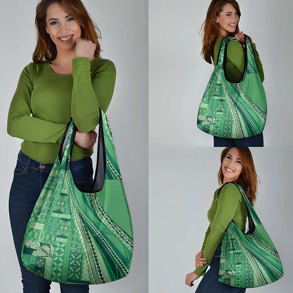 Pasifika Women's Day - Samoa Siapo Malu Tattoo Inspired Grocery Bag Jade