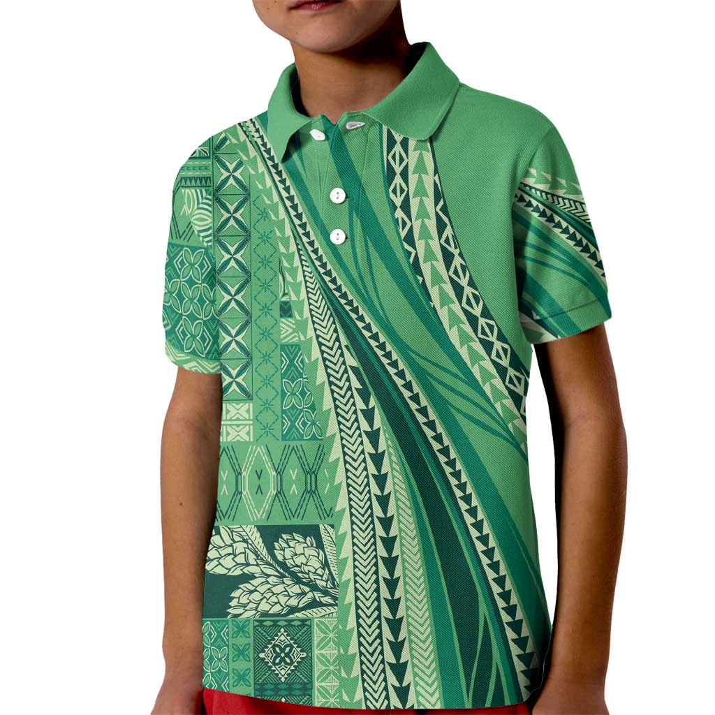 Pasifika Women's Day - Samoa Siapo Malu Tattoo Inspired Kid Polo Shirt Jade