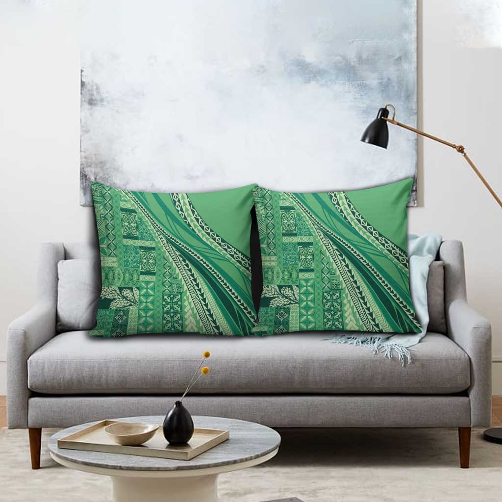 Pasifika Women's Day - Samoa Siapo Malu Tattoo Inspired Pillow Cover Jade