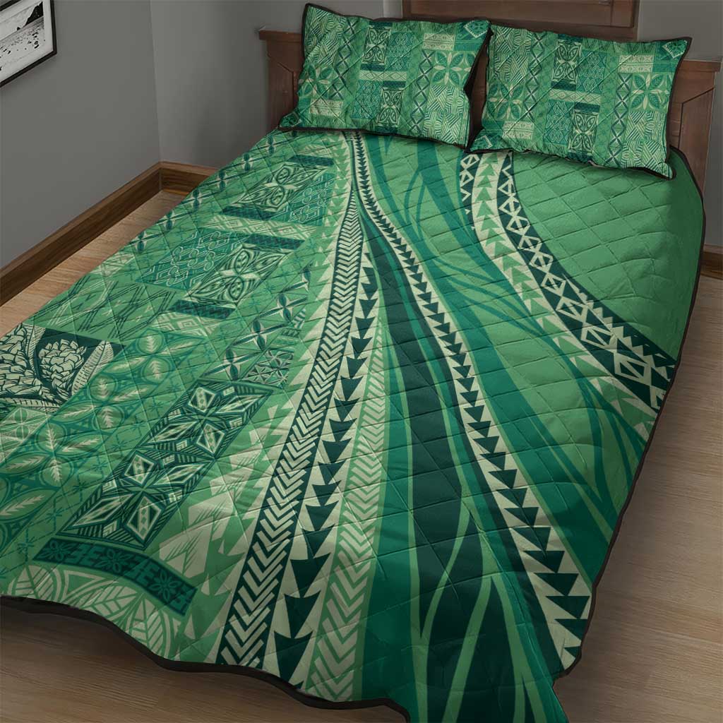 Pasifika Women's Day - Samoa Siapo Malu Tattoo Inspired Quilt Bed Set Jade