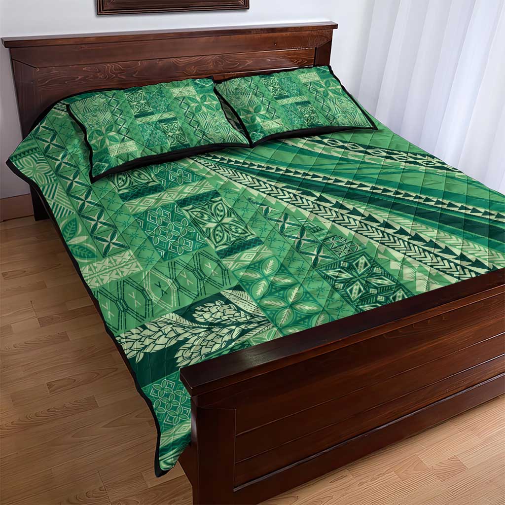 Pasifika Women's Day - Samoa Siapo Malu Tattoo Inspired Quilt Bed Set Jade