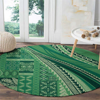 Pasifika Women's Day - Samoa Siapo Malu Tattoo Inspired Round Carpet Jade