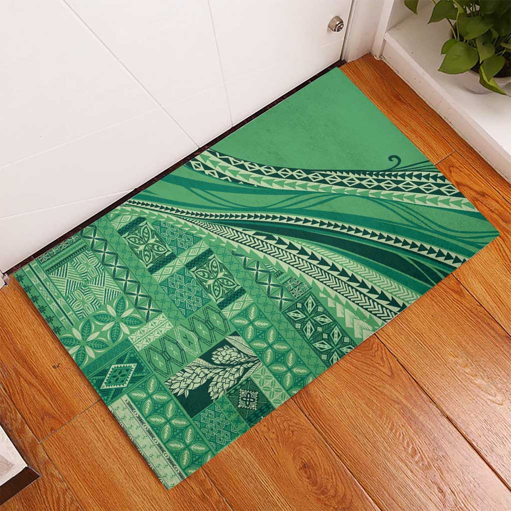 Pasifika Women's Day - Samoa Siapo Malu Tattoo Inspired Rubber Doormat Jade
