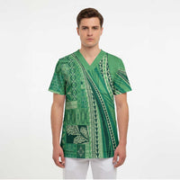 Pasifika Women's Day - Samoa Siapo Malu Tattoo Inspired Scrub Top Jade