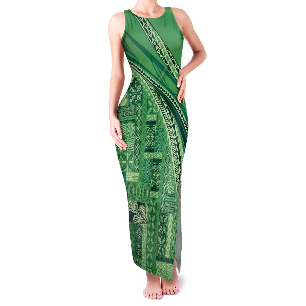 Pasifika Women's Day - Samoa Siapo Malu Tattoo Inspired Tank Maxi Dress Jade