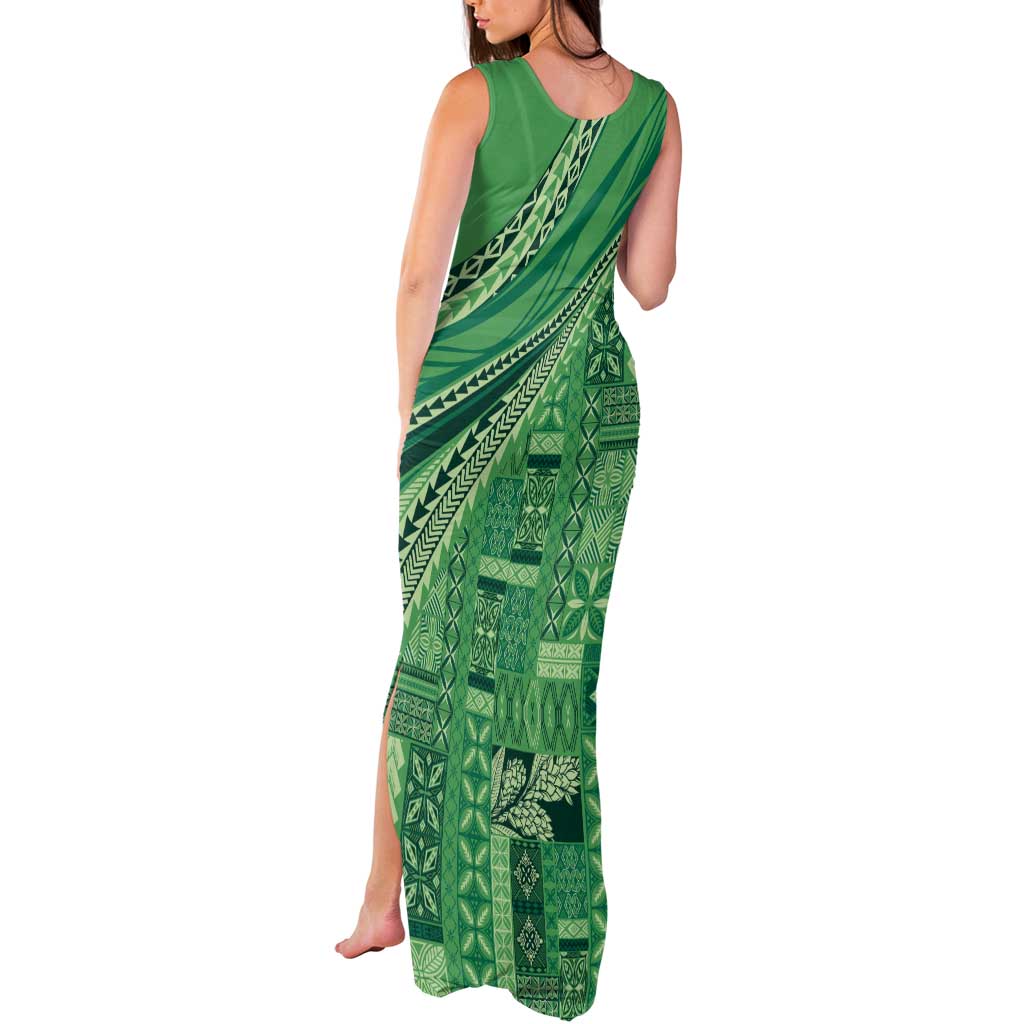 Pasifika Women's Day - Samoa Siapo Malu Tattoo Inspired Tank Maxi Dress Jade