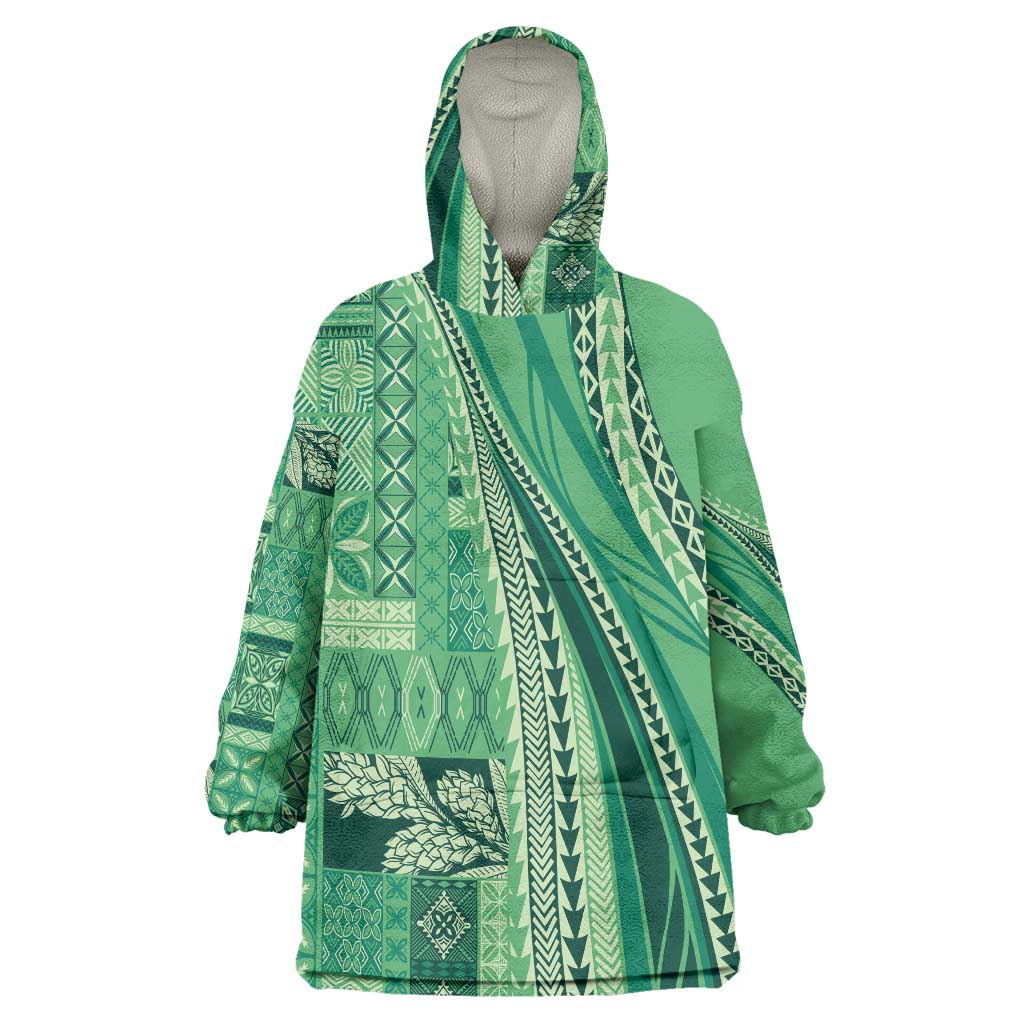 Pasifika Women's Day - Samoa Siapo Malu Tattoo Inspired Wearable Blanket Hoodie Jade