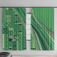 Pasifika Women's Day - Samoa Siapo Malu Tattoo Inspired Window Curtain Jade