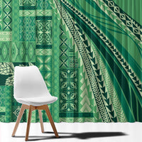 Pasifika Women's Day - Samoa Siapo Malu Tattoo Inspired Window Curtain Jade