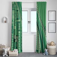 Pasifika Women's Day - Samoa Siapo Malu Tattoo Inspired Window Curtain Jade