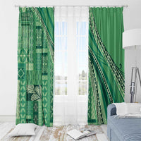 Pasifika Women's Day - Samoa Siapo Malu Tattoo Inspired Window Curtain Jade