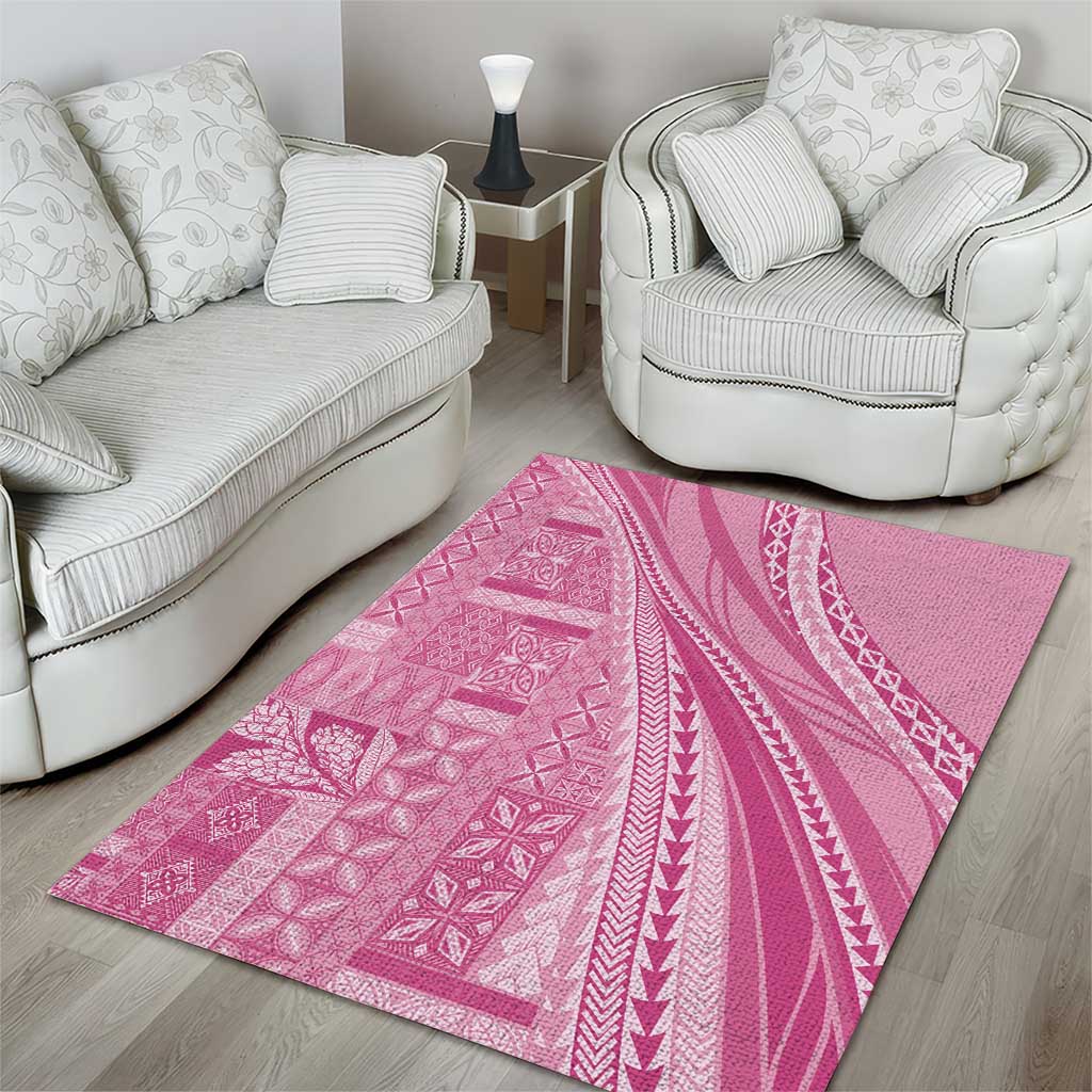 Pasifika Women's Day - Samoa Siapo Malu Tattoo Inspired Area Rug Pink