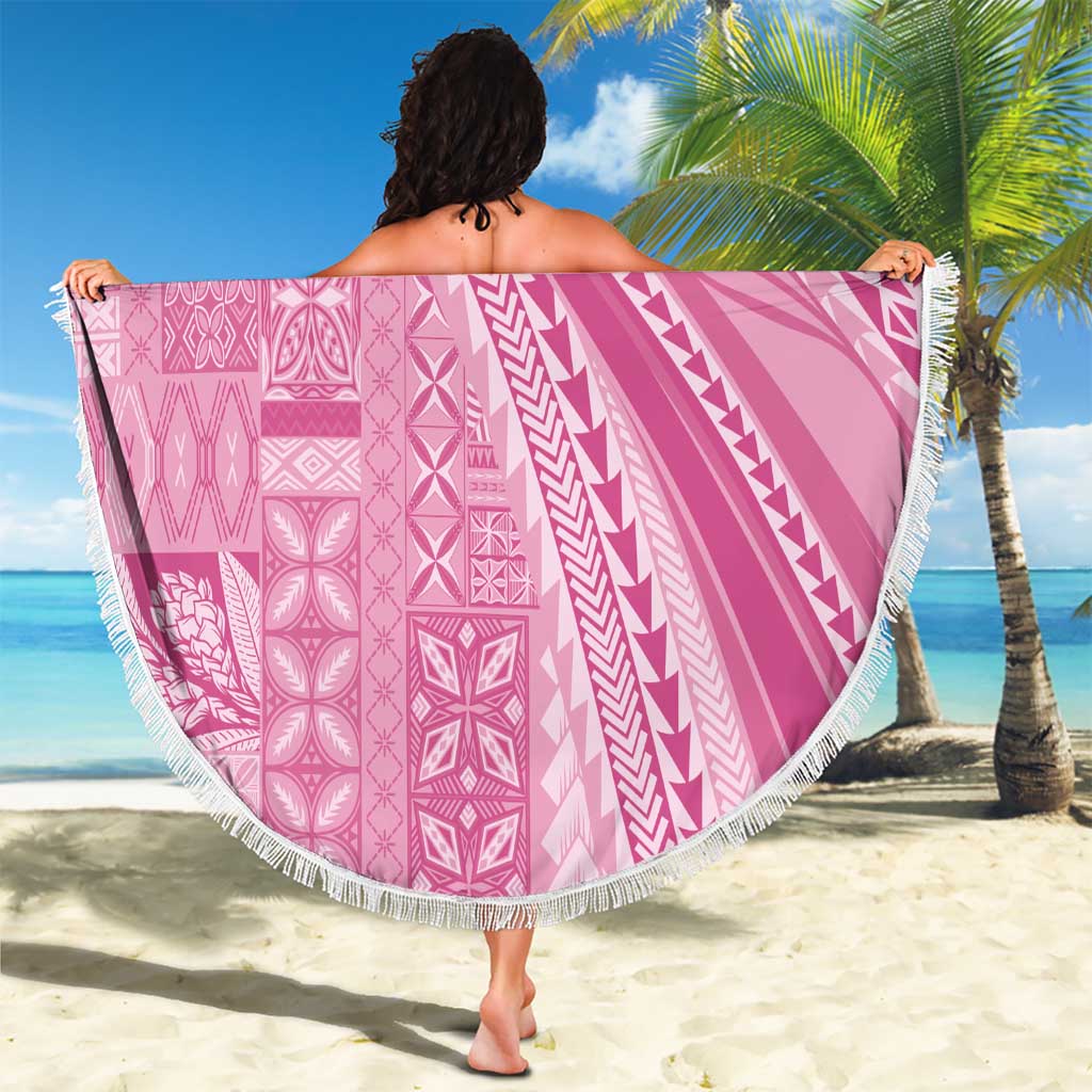 Pasifika Women's Day - Samoa Siapo Malu Tattoo Inspired Beach Blanket Pink