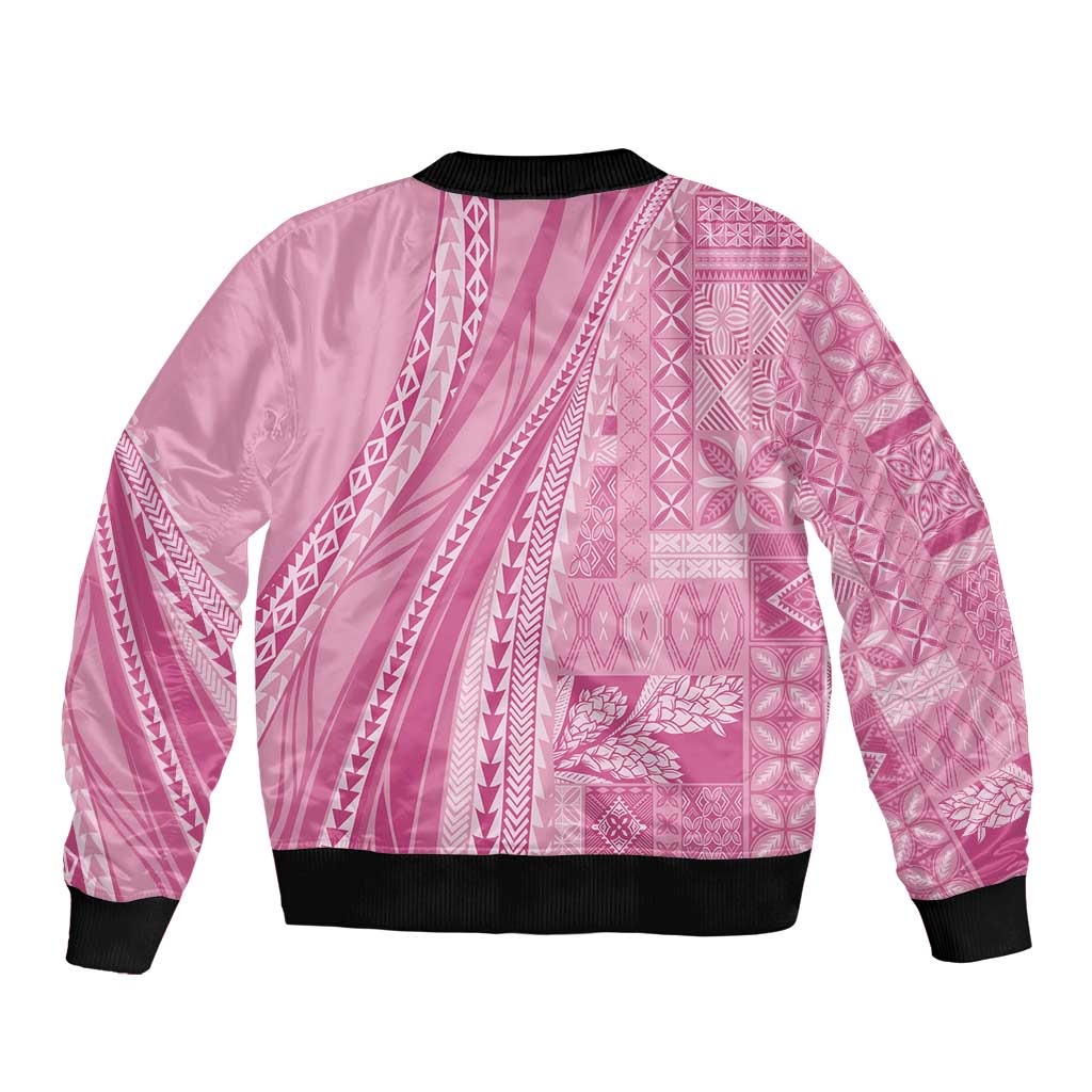 Pasifika Women's Day - Samoa Siapo Malu Tattoo Inspired Bomber Jacket Pink