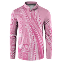 Pasifika Women's Day - Samoa Siapo Malu Tattoo Inspired Button Sweatshirt Pink
