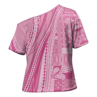 Pasifika Women's Day - Samoa Siapo Malu Tattoo Inspired Cross Shoulder Shirt Pink