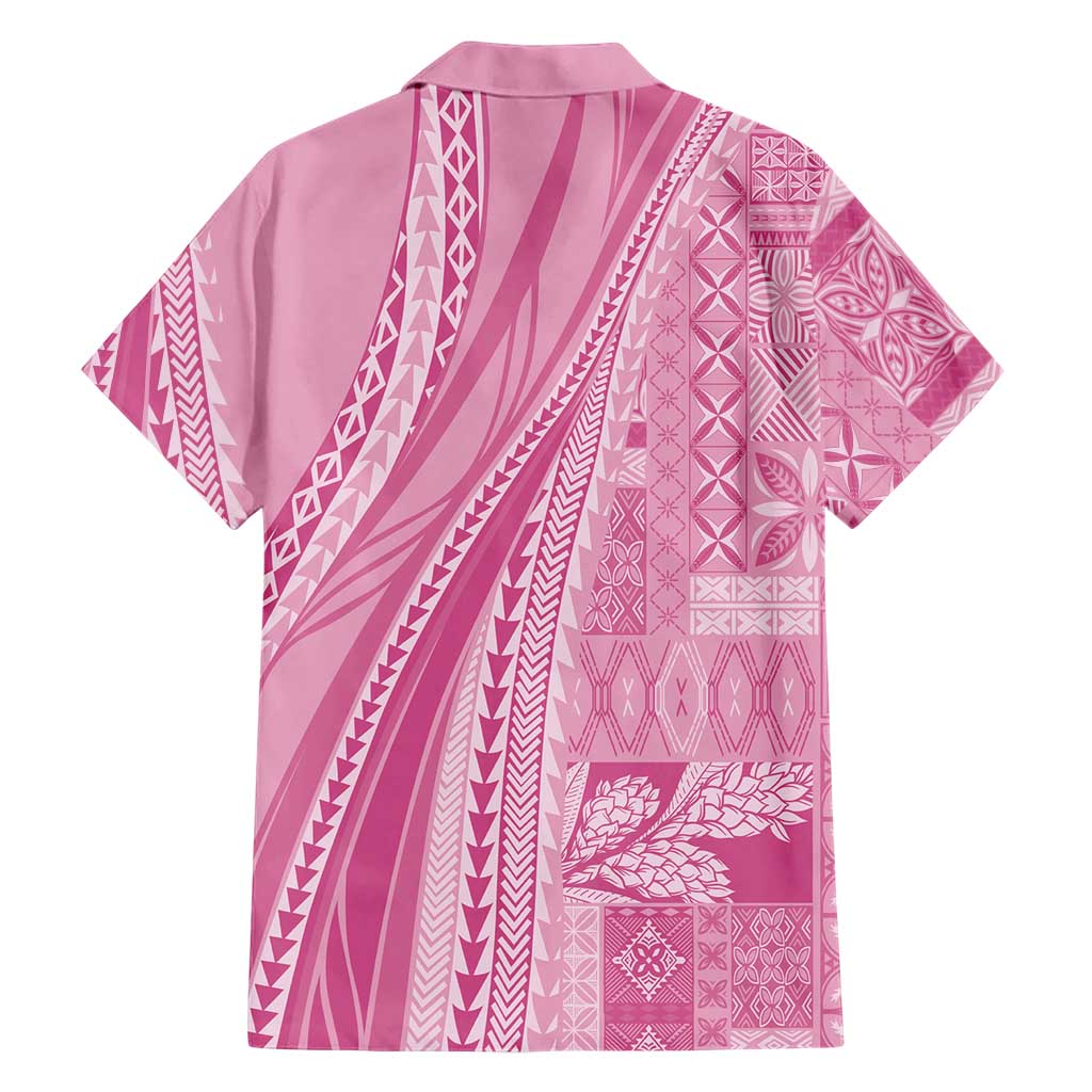 Pasifika Women's Day - Samoa Siapo Malu Tattoo Inspired Family Matching Off Shoulder Maxi Dress and Hawaiian Shirt Pink LT7 - Polynesian Pride
