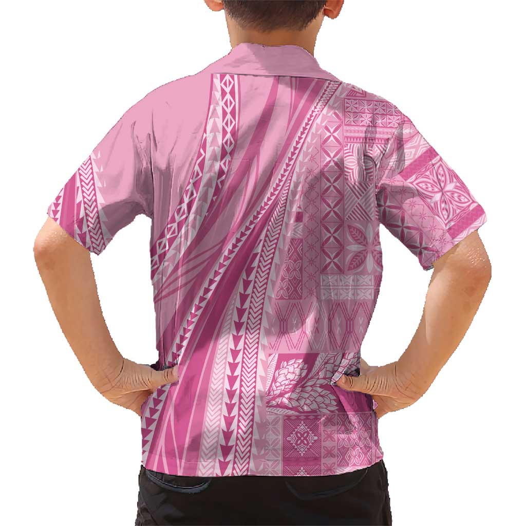 Pasifika Women's Day - Samoa Siapo Malu Tattoo Inspired Family Matching Summer Maxi Dress and Hawaiian Shirt Pink LT7 - Polynesian Pride