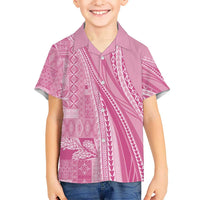 Pasifika Women's Day - Samoa Siapo Malu Tattoo Inspired Family Matching Tank Maxi Dress and Hawaiian Shirt Pink LT7 Son's Shirt Pink - Polynesian Pride