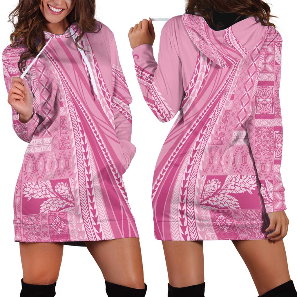 Pasifika Women's Day - Samoa Siapo Malu Tattoo Inspired Hoodie Dress Pink