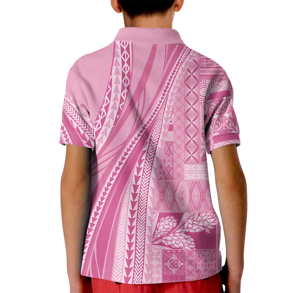 Pasifika Women's Day - Samoa Siapo Malu Tattoo Inspired Kid Polo Shirt Pink